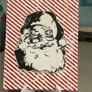 OOAK 🎅🏼 Striped Santa Claus Canvas Art, Homemade